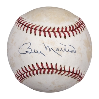 Billy Martin Single Signed OAL Brown Baseball (JSA)
